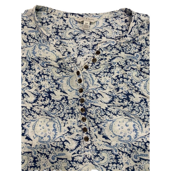 Lucky Brand - Long Sleeve Blue and white paisley oversized women XS - Picture 3 of 5